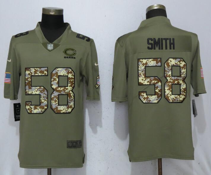 Men Chicago Bears #58 Smith Olive Camo Carson 2017 Salute to Service Limited Nike NFL Jerseys->carolina panthers->NFL Jersey